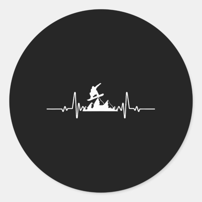 Snowboard Heartbeat Snowboarder Frequency Pulse Sp Runder Aufkleber (Vorderseite)