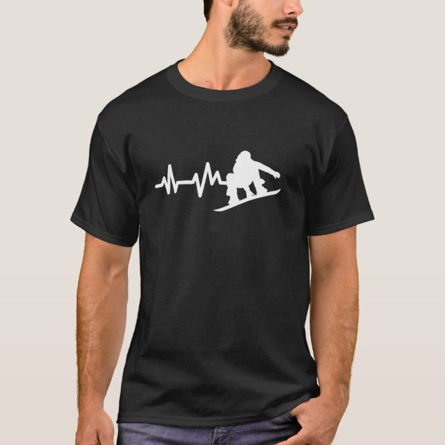 Snowboard Heartbeat Snowboarder  T-Shirt (Vorderseite)