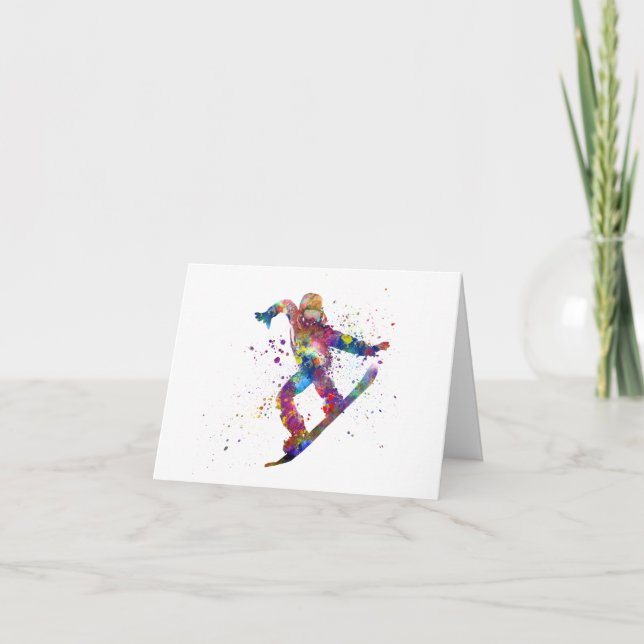 Snowboard in Aquarell Dankeskarte (Vorderseite)