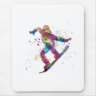 Snowboard in Aquarell Mousepad
