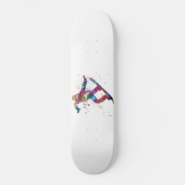 Snowboard in Aquarell Skateboard (Vorderseite)