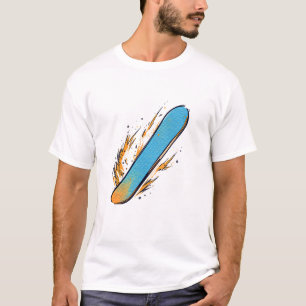 Snowboard In Flammen Im Pop-Art-Comic-Stil T-Shirt