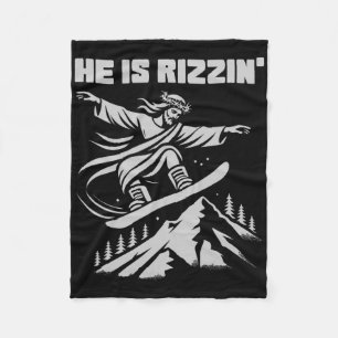 Snowboard Jesus Christ Snowboarden Rizzins Schnee Fleecedecke