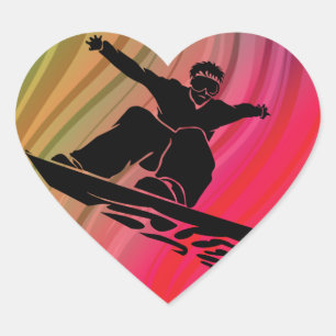 Snowboard Jump Herz-Aufkleber