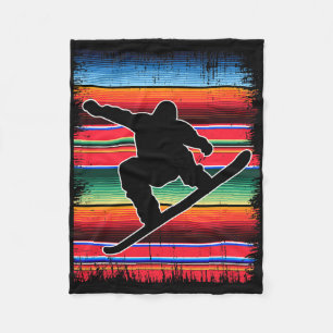Snowboard Mexican Serape Print Cinco De Mayo Snowb Fleecedecke