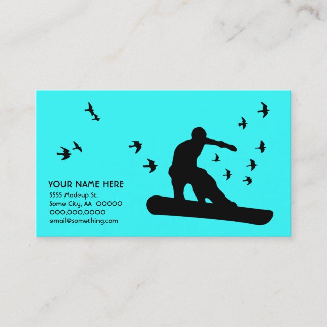 Snowboard mit Vögeln: Farbe individuell anpassbar Visitenkarte (Vorderseite)