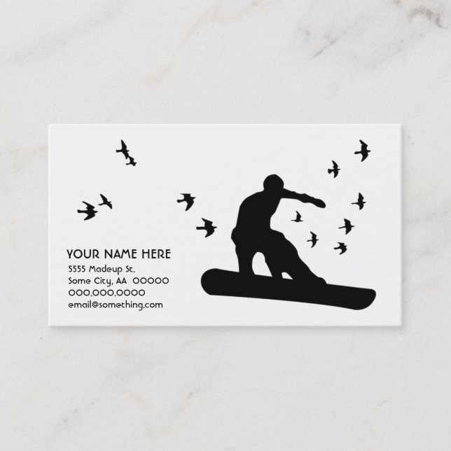 Snowboard mit Vögeln Visitenkarte (Vorderseite)
