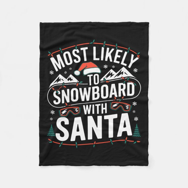 Snowboard mit Weihnachtsschnee - Sport L Fleecedecke (Vorderseite)