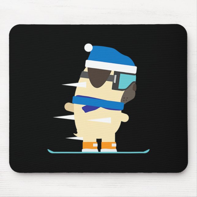 Snowboard Mops Wintersport - ein Geschenk für die  Mousepad (Vorne)