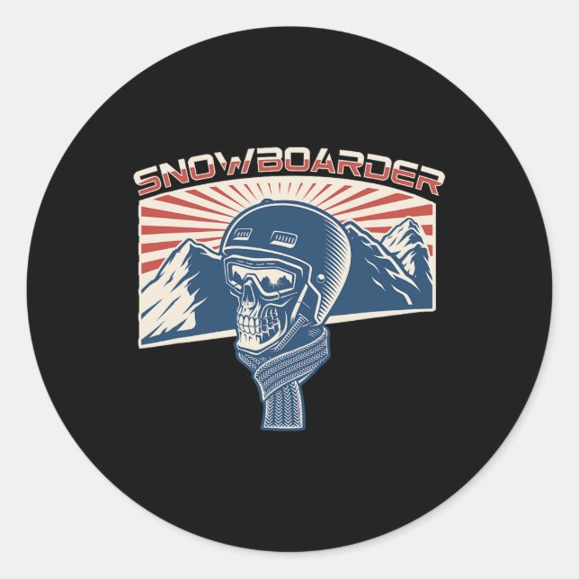 Snowboard Mountains Snowboarden Snowboarder Gratis Runder Aufkleber (Vorderseite)