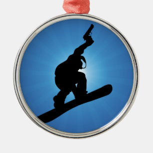 Snowboard Outlaw Silbernes Ornament