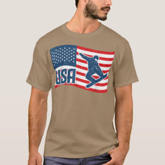 Snowboard Patriotic American Flag Snowboarder T-Shirt