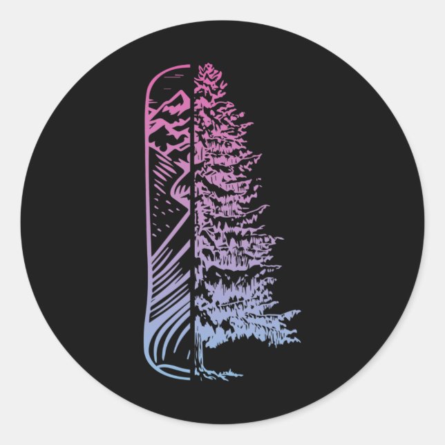 Snowboard Pine Tree Snowboarden Snowboarder Runder Aufkleber (Vorderseite)
