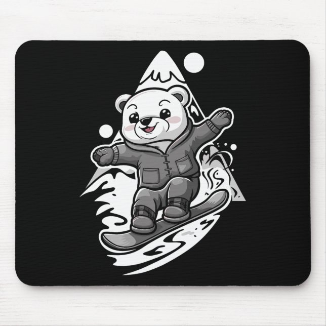 Snowboard Polar Bear Mountain Snowboard Snowboarde Mousepad (Vorne)