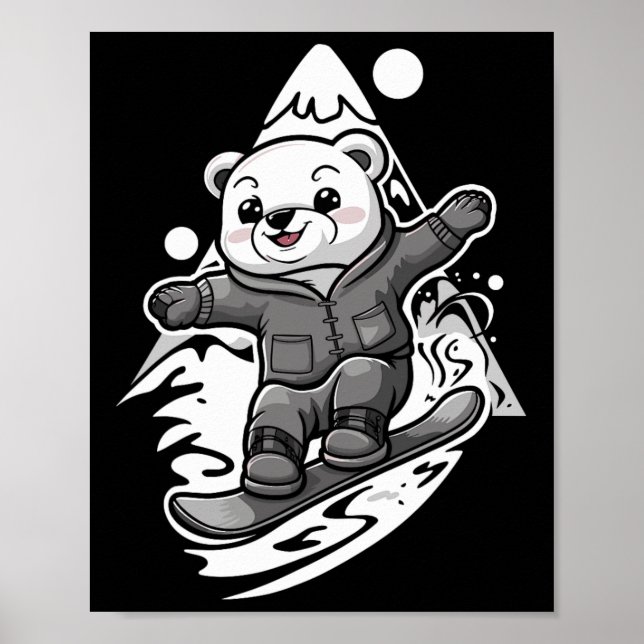 Snowboard Polar Bear Mountain Snowboard Snowboarde Poster (Vorne)