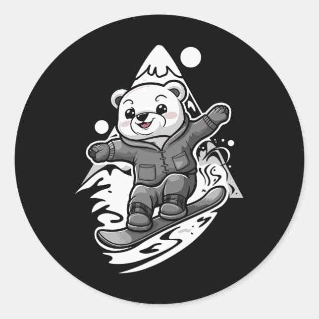Snowboard Polar Bear Mountain Snowboard Snowboarde Runder Aufkleber (Vorderseite)