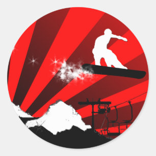 Snowboard : Powderpfad Runder Aufkleber