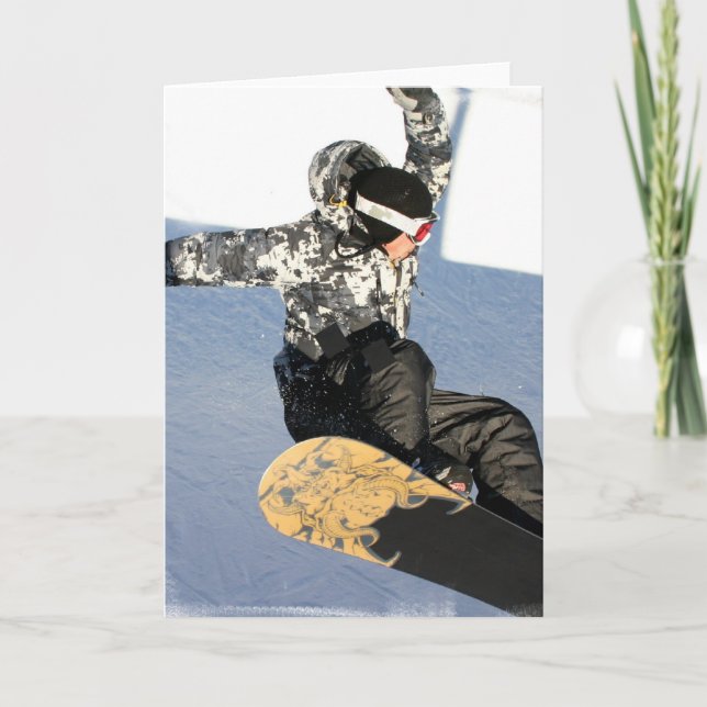Snowboard-Produkteinführungs-Gruß-Karten Karte (Vorderseite)