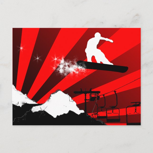 Snowboard. Pulverbahn. Postkarte (Vorderseite)