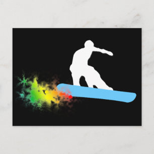 Snowboard. Pulverschnee. Postkarte