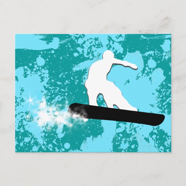 Snowboard. Pulverschnee. Postkarte (Vorderseite)