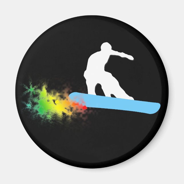 Snowboard. Regenbogen. Magnet (Vorne)