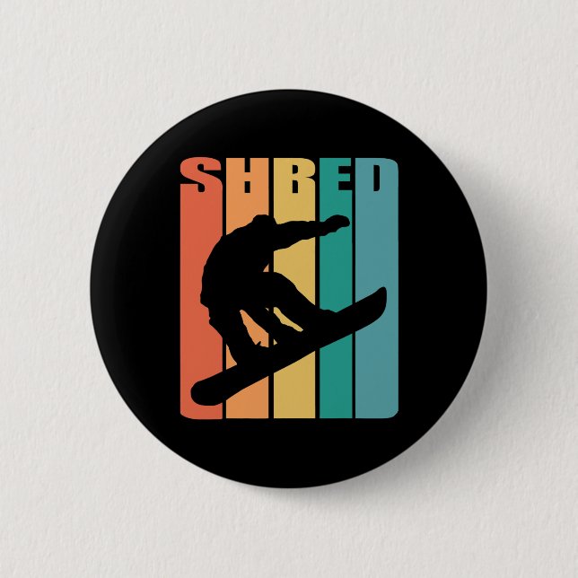 Snowboard Retro 70er Picture Silhouette Fun Gesche Button (Vorderseite)