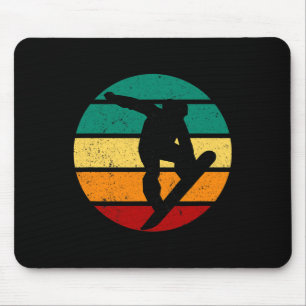 Snowboard Retro Sonnenuntergang Wintersportort Alp Mousepad