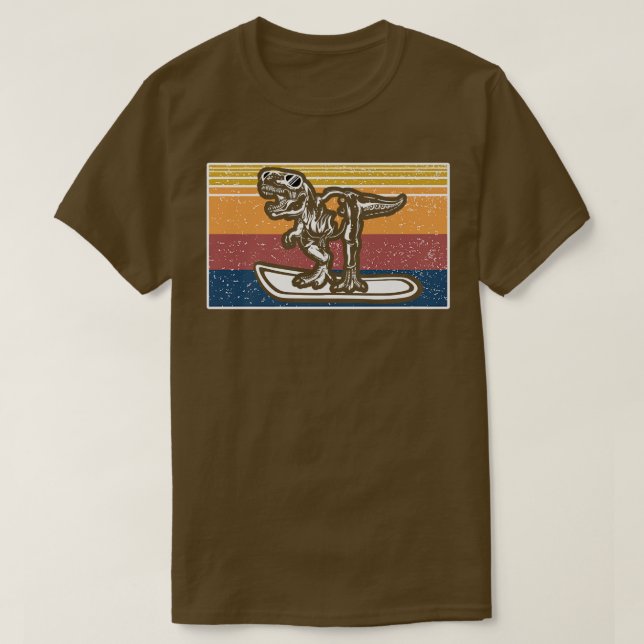 Snowboard Retrosport Snowdinosaurier Snowboard T-Shirt (Design vorne)