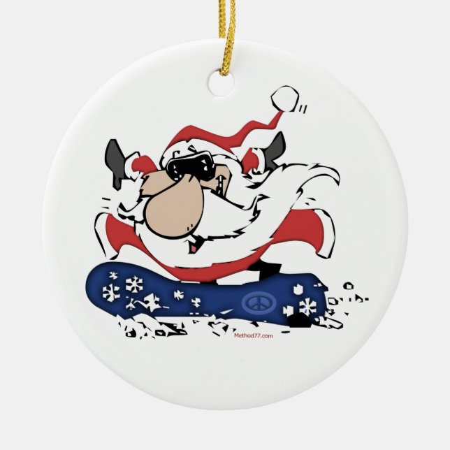 Snowboard Sankt mit Namensverzierungen Keramik Ornament (Vorne)