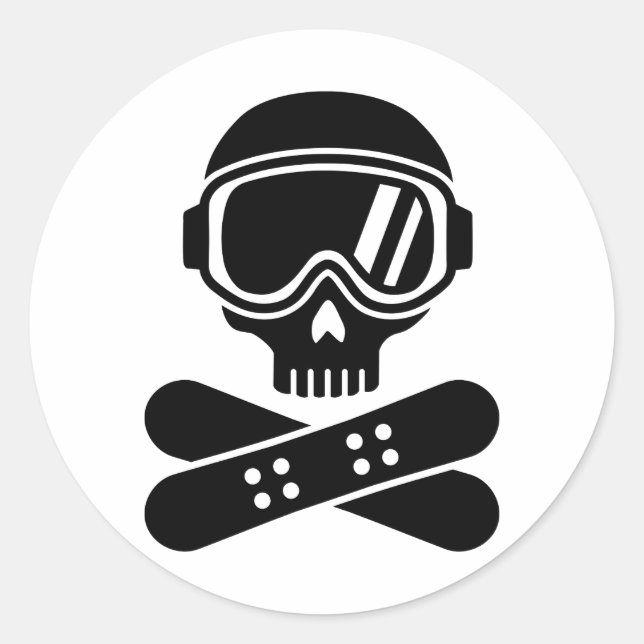 Snowboard-Schädelbrille Runder Aufkleber (Vorderseite)