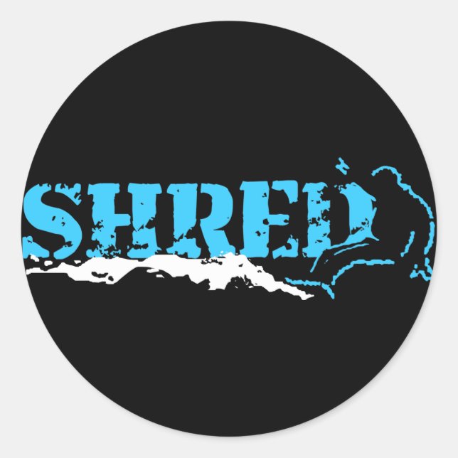 Snowboard. Shred. Runder Aufkleber (Vorderseite)