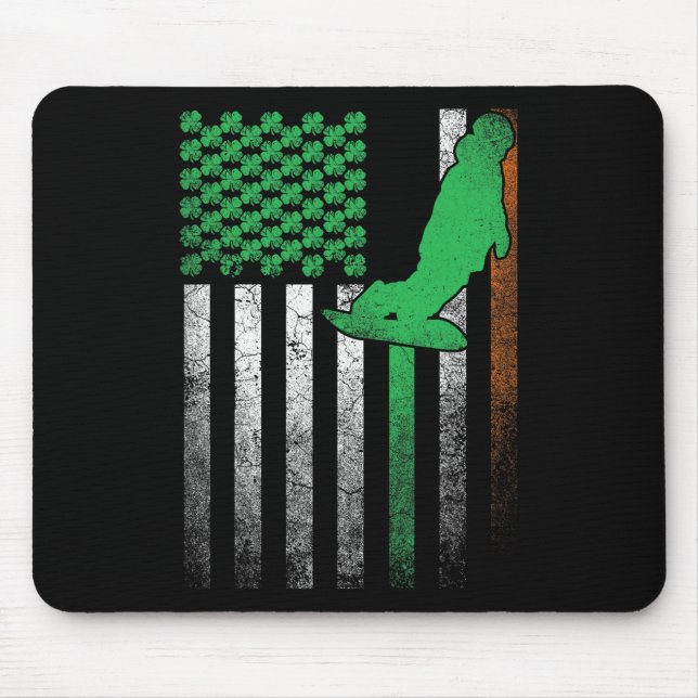 Snowboard Snow Ski Irish American Flag St Patrick Mousepad (Vorne)