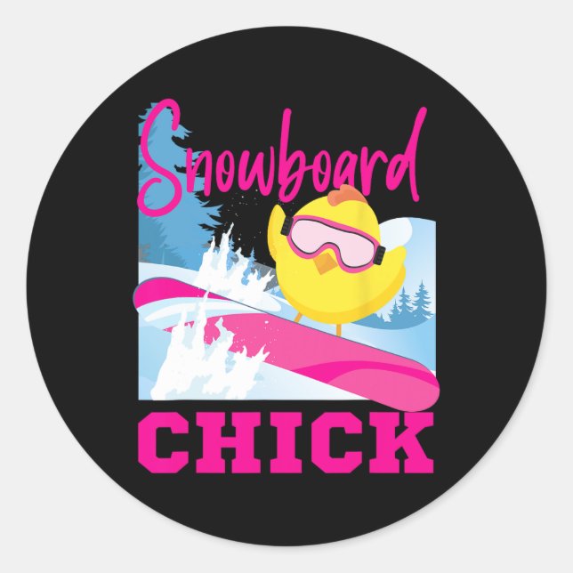 Snowboard Snowboard Chicken Chick Snowboard Chi Runder Aufkleber (Vorderseite)