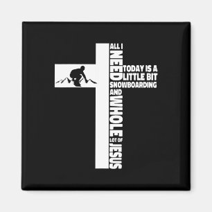 Snowboard Snowboard Jesus Faith Cross Christlich Magnet
