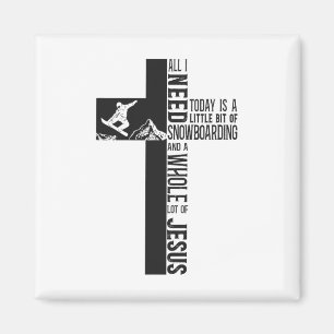 Snowboard Snowboard Jesus Faith Cross Magnet