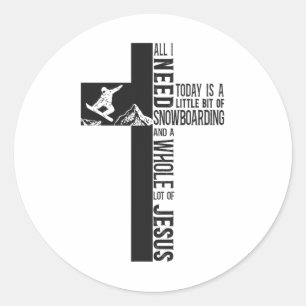 Snowboard Snowboard Jesus Faith Cross Runder Aufkleber