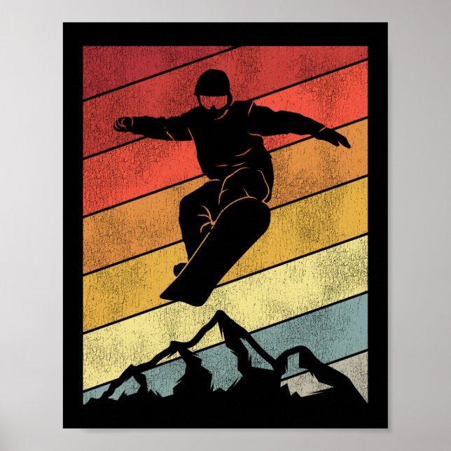Snowboard Snowboard Retro Vintag Retro Mountain Poster (Vorne)