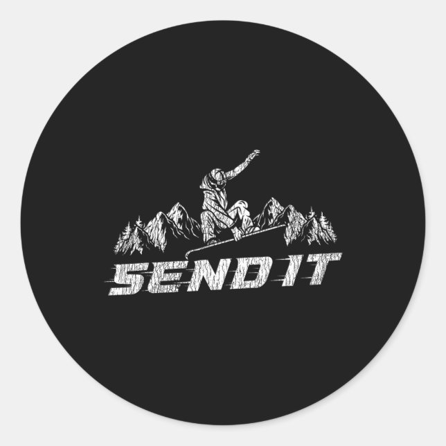 Snowboard Snowboard Senden Sie es Runder Aufkleber (Vorderseite)