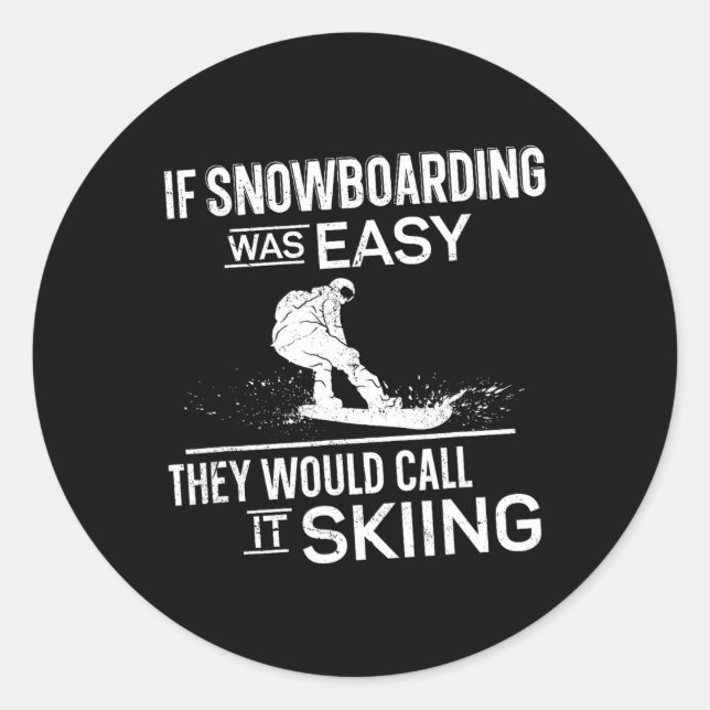 Snowboard Snowboard Vintag 3 Runder Aufkleber (Vorderseite)