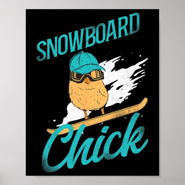 Snowboard Snowboard Vintages Hühnchen Poster (Vorne)
