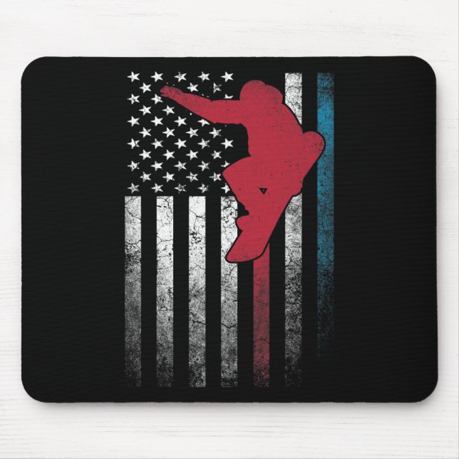 Snowboard Snowboarden 4. Juli American Flag U Mousepad (Vorne)