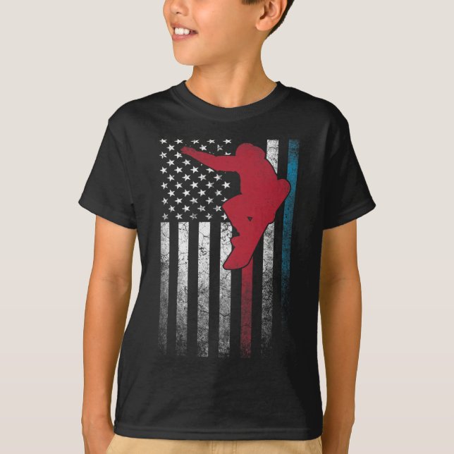Snowboard Snowboarden 4. Juli American Flag U T-Shirt (Vorderseite)