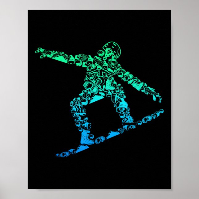 Snowboard Snowboarder Snowboarder Männer Jungen Ki Poster (Vorne)