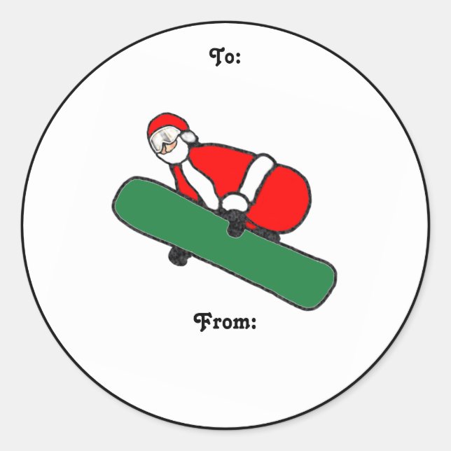 Snowboard Snowboardeur étiquettes cadeaux de Noël (Devant)