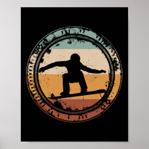 Snowboard Snowboarding Sunset Jump Vintag Poster