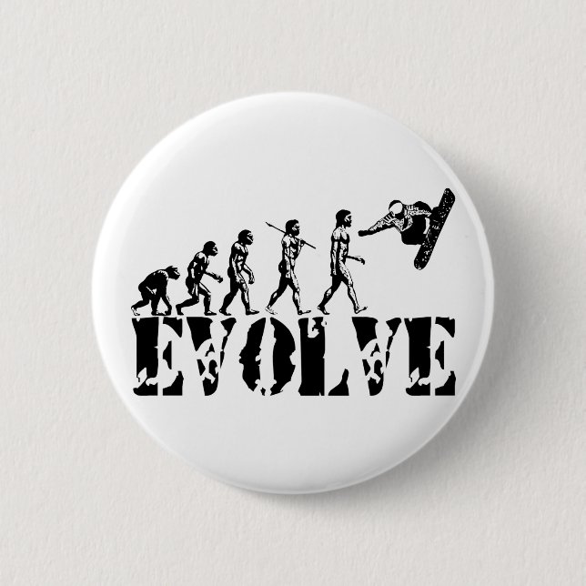 Snowboard Snowbording Sport-Evolutions-Kunst Button (Vorderseite)