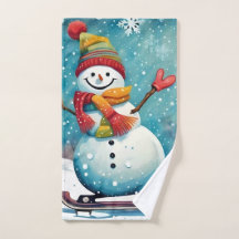 Snowboard Snowman serviette main