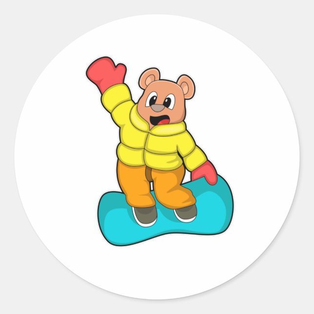 Snowboard Sports Runder Aufkleber (Vorderseite)