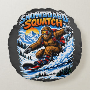 Snowboard Squatch – Lustiger Bigfoot Snowboardfahr Rundes Kissen